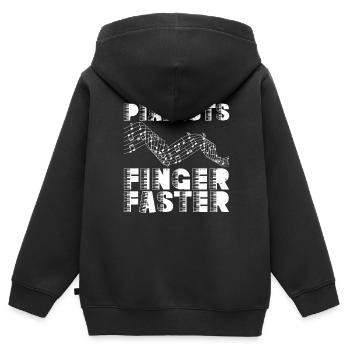 Pianists Finger Faster - Klavier Pianist - Kinder Premium Organic Zip Hoodie - Schwarz - Hinten - AI Model Kid Male (0cm)
