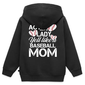 Act Like a Lady Yell Like a Baseball Mom - Kinder Premium Organic Zip Hoodie - Schwarz - Hinten - AI Model Kid Male (0cm)