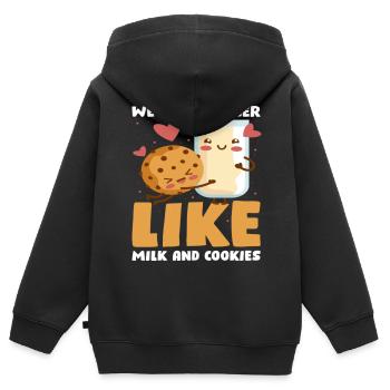 Lait et biscuits Biscuit drôle - Sweat Premium à capuche zippé enfant bio - noir - Dos - AI Model Kid Male (0cm)