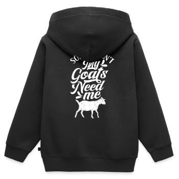 Malheureusement, mes chèvres n’ont pas besoin de moi animal - Sweat Premium à capuche zippé enfant bio - noir - Dos - AI Model Kid Male (0cm)