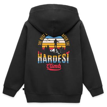 Hiker Mountaineer Climber Mountains - Kids Premium Organic Zip-up Hoodie - black - Back - AI Model Kid Male (0cm)