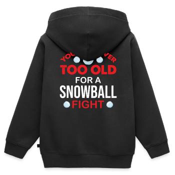 Bataille de boules de neige - Je ne peux pas avoir de bataille de boules de neige - Sweat Premium à capuche zippé enfant bio - noir - Dos - AI Model Kid Male (0cm)