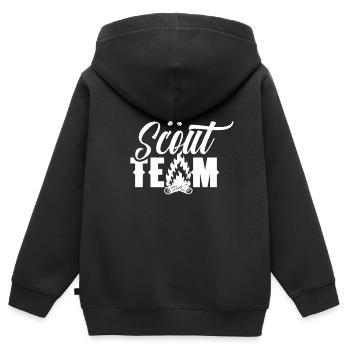 Scout Team Scouting Tent Camp Clan - Sweat Premium à capuche zippé enfant bio - noir - Dos - AI Model Kid Male (0cm)