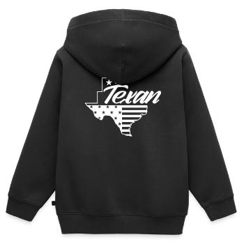 Texaner Texanisch Texas Stolz Sprüche - Kinder Premium Organic Zip Hoodie - Schwarz - Hinten - AI Model Kid Male (0cm)