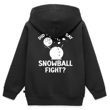 Bataille de boules de neige - Quelqu’un a-t-il dit bataille de boules de neige - Sweat Premium à capuche zippé enfant bio - noir - Dos - AI Model Kid Male (0cm)