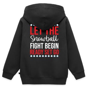 Bataille de boules de neige - Que la bataille de boules de neige commence à lire - Sweat Premium à capuche zippé enfant bio - noir - Dos - AI Model Kid Male (0cm)