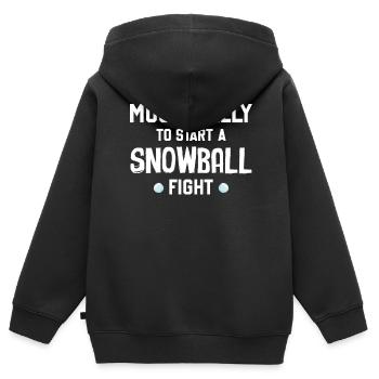 Snowball Fight - Most Likely To Start A Snowball F - Kinder Premium Organic Zip Hoodie - Schwarz - Hinten - AI Model Kid Male (0cm)