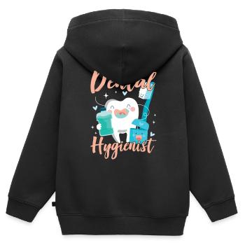 Hygiénistes dentaires Hygiène dentaire Équipe dentaire - Sweat Premium à capuche zippé enfant bio - noir - Dos - AI Model Kid Male (0cm)