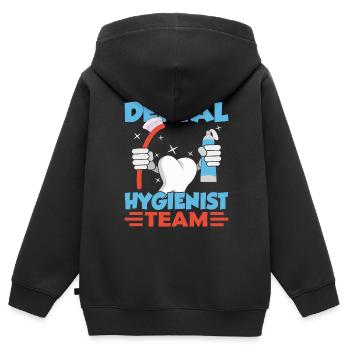 Équipe d’hygiéniste dentaire dentiste d’hygiène dentaire - Sweat Premium à capuche zippé enfant bio - noir - Dos - AI Model Kid Male (0cm)