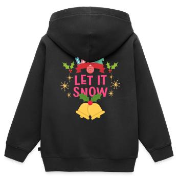 Noël Laissez la neige - Sweat Premium à capuche zippé enfant bio - noir - Dos - AI Model Kid Male (0cm)