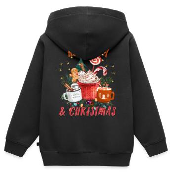 Hot Cocoa And Merry Christmas Vintage Coffee - Kinder Premium Organic Zip Hoodie - Schwarz - Hinten - AI Model Kid Male (0cm)