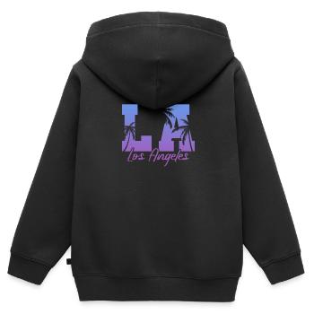 Los Angeles - Kinder Premium Organic Zip Hoodie - Schwarz - Hinten - AI Model Kid Male (0cm)