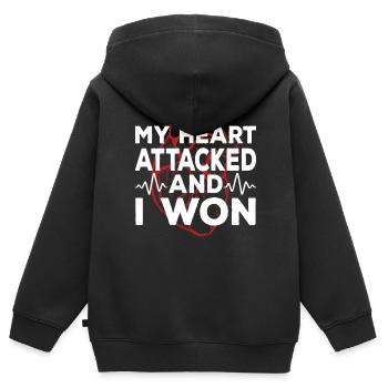 Mein Herz Hat Angegriffen Und Ich Habe Gewonnen - Kinder Premium Organic Zip Hoodie - Schwarz - Hinten - AI Model Kid Male (0cm)