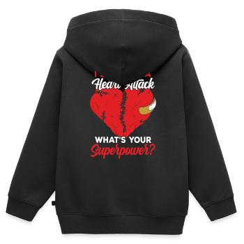 J’ai survécu à une crise cardiaque - Sweat Premium à capuche zippé enfant bio - noir - Dos - AI Model Kid Male (0cm)