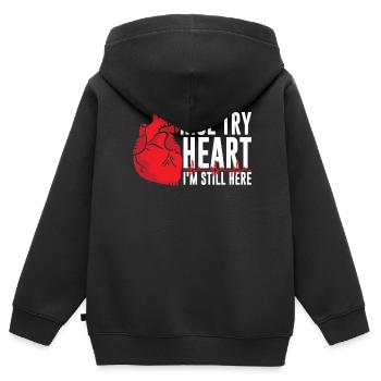 Beau cœur d’essai je suis toujours là - Sweat Premium à capuche zippé enfant bio - noir - Dos - AI Model Kid Male (0cm)
