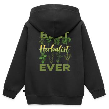 Meilleur spécialiste des herbes Jamais Herbes - Sweat Premium à capuche zippé enfant bio - noir - Dos - AI Model Kid Male (0cm)