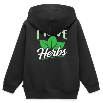 J’aime les herbes herbes herbes de jardin - Sweat Premium à capuche zippé enfant bio - noir - Dos - AI Model Kid Male (0cm)