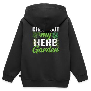 Voir mon jardin d’herbes aromatiques Herbes - Sweat Premium à capuche zippé enfant bio - noir - Dos - AI Model Kid Male (0cm)