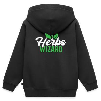 Herb Wizard Herb Garden Herb Herbalism - Sweat Premium à capuche zippé enfant bio - noir - Dos - AI Model Kid Male (0cm)