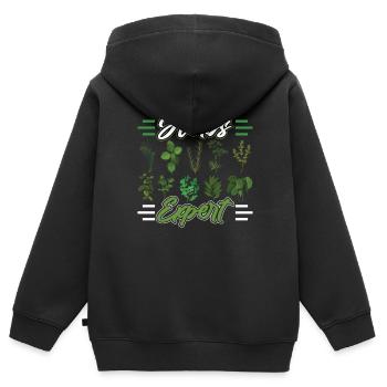 Herb Expert Herb Herb Herbes du jardin - Sweat Premium à capuche zippé enfant bio - noir - Dos - AI Model Kid Male (0cm)