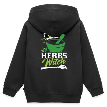 Herbe Sorcière Herbe Jardin Herbe Herbe - Sweat Premium à capuche zippé enfant bio - noir - Dos - AI Model Kid Male (0cm)