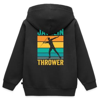 Speerwerfer Speer Speerwerfen Speerwurf - Kinder Premium Organic Zip Hoodie - Schwarz - Hinten - AI Model Kid Male (0cm)