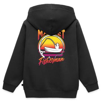 Pêche à l’aimant Pêche à l’aimant Pêche à l’aimant - Sweat Premium à capuche zippé enfant bio - noir - Dos - AI Model Kid Male (0cm)