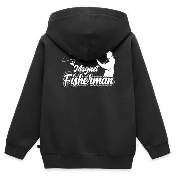 Pêche à l’aimant Pêche à l’aimant Pêche à l’aimant - Sweat Premium à capuche zippé enfant bio - noir - Dos - AI Model Kid Male (0cm)