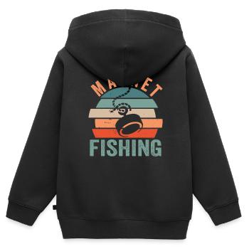 Aimant Pêche Aimant Fisher Magnet - Sweat Premium à capuche zippé enfant bio - noir - Dos - AI Model Kid Male (0cm)