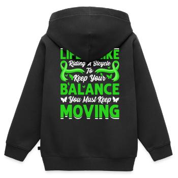 Life Is Like Riding A Bicycle - Kinder Premium Organic Zip Hoodie - Schwarz - Hinten - AI Model Kid Male (0cm)
