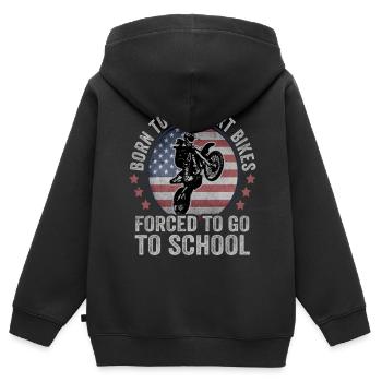 Born To Ride Dirt Bikes Forced To Go To School - Kinder Premium Organic Zip Hoodie - Schwarz - Hinten - AI Model Kid Male (0cm)