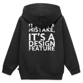 Es Ist Kein Fehler, Es Ist Ein Designmerkmal - Kinder Premium Organic Zip Hoodie - Schwarz - Hinten - AI Model Kid Male (0cm)
