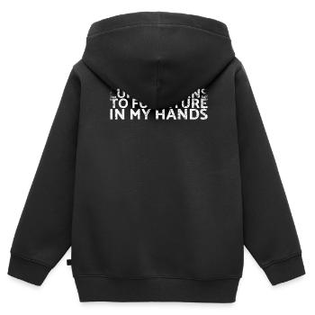 Le bois se transforme en meuble entre mes mains pour - Sweat Premium à capuche zippé enfant bio - noir - Dos - AI Model Kid Male (0cm)