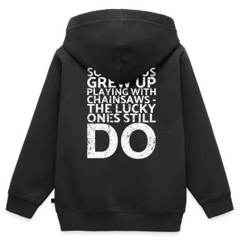 Certains d’entre nous ont grandi avec - Sweat Premium à capuche zippé enfant bio - noir - Dos - AI Model Kid Male (0cm)