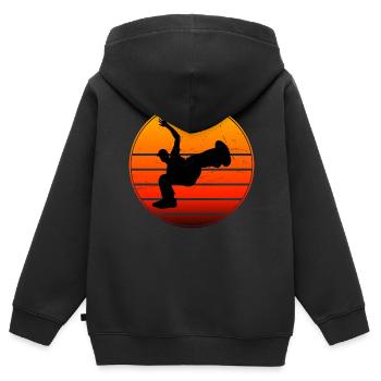 Herren Damen Breakdance Bboy Hip Hop Hiphop - Kinder Premium Organic Zip Hoodie - Schwarz - Hinten - AI Model Kid Male (0cm)