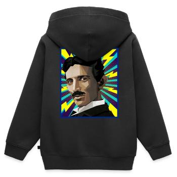 Nicola Tesla popart - Kinder Premium Organic Zip Hoodie - Schwarz - Hinten - AI Model Kid Male (0cm)