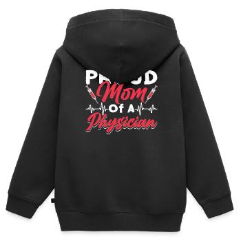 Fière maman d’un médecin médecin médecin - Sweat Premium à capuche zippé enfant bio - noir - Dos - AI Model Kid Male (0cm)