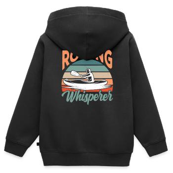 Ruder Flüsterer Ruderboot Rudern Ruderer - Kinder Premium Organic Zip Hoodie - Schwarz - Hinten - AI Model Kid Male (0cm)