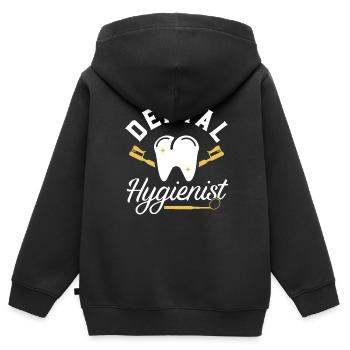 Hygiénistes dentaires Équipe de dentistes Hygiène dentaire - Sweat Premium à capuche zippé enfant bio - noir - Dos - AI Model Kid Male (0cm)