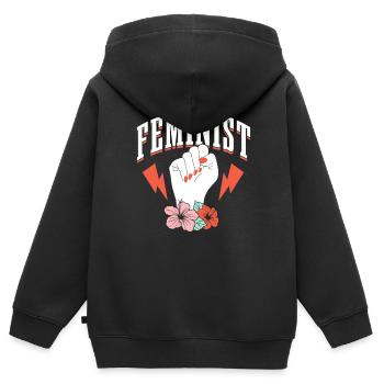 Feministisch Frauenrechte Feminismus Feminist - Kinder Premium Organic Zip Hoodie - Schwarz - Hinten - AI Model Kid Male (0cm)