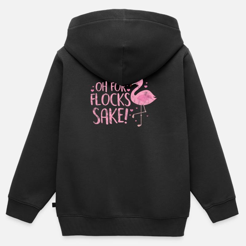 Flamant - Sweat Premium à capuche zippé enfant bio - noir