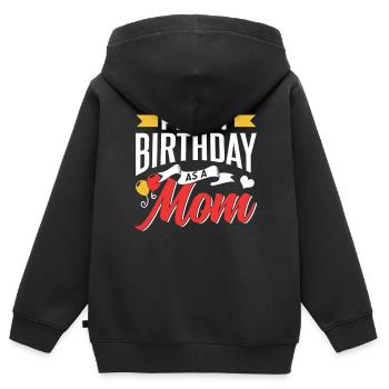 Premier anniversaire en tant que mère Party Mama Mami - Sweat Premium à capuche zippé enfant bio - noir - Dos - AI Model Kid Male (0cm)