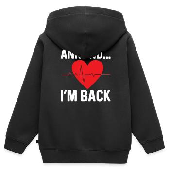 et je suis de retour crise cardiaque crise cardiaque survécu - Sweat Premium à capuche zippé enfant bio - noir - Dos - AI Model Kid Male (0cm)