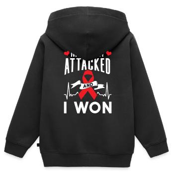 Mein Herz Hat Angegriffen Und Ich Habe Gewonnen - Kinder Premium Organic Zip Hoodie - Schwarz - Hinten - AI Model Kid Male (0cm)