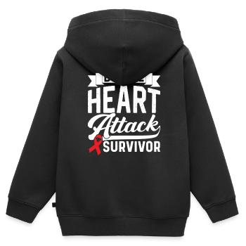 Double crise cardiaque Survivre à une crise cardiaque - Sweat Premium à capuche zippé enfant bio - noir - Dos - AI Model Kid Male (0cm)