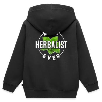 Meilleur spécialiste des herbes Jamais Herbes - Sweat Premium à capuche zippé enfant bio - noir - Dos - AI Model Kid Male (0cm)