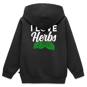 J’aime les herbes Herb Herb Jardin - Sweat Premium à capuche zippé enfant bio - noir - Dos - AI Model Kid Male (0cm)