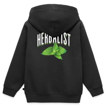 Herboriste Herbes Herbe Jardin Herbe - Sweat Premium à capuche zippé enfant bio - noir - Dos - AI Model Kid Male (0cm)