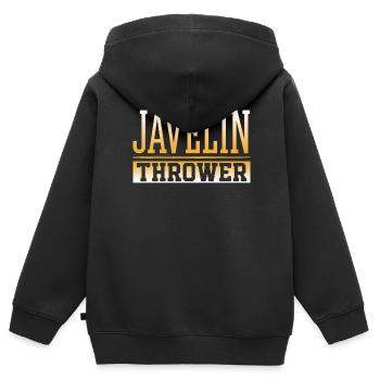Lanceur de javelot Lancer de javelot Lancer de javelot Lancer de javelot Javelot - Sweat Premium à capuche zippé enfant bio - noir - Dos - AI Model Kid Male (0cm)