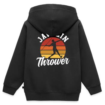 Lanceur de javelot Lancer de javelot Lancer de javelot - Sweat Premium à capuche zippé enfant bio - noir - Dos - AI Model Kid Male (0cm)